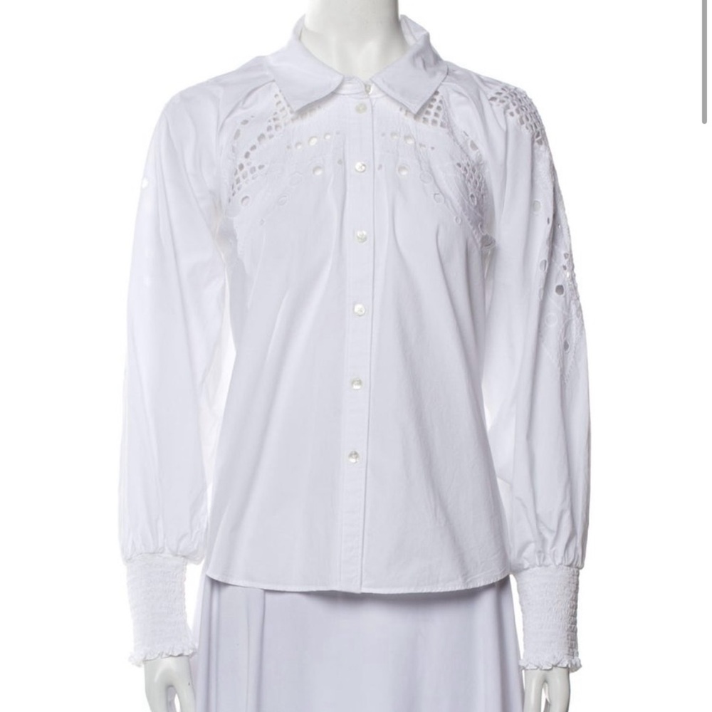 Veronica Beard White Eyelet Blouse - Picture 2 of 4